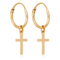 Boucles D'Oreilles "Croix Dorée" Or Jaune 375/1000