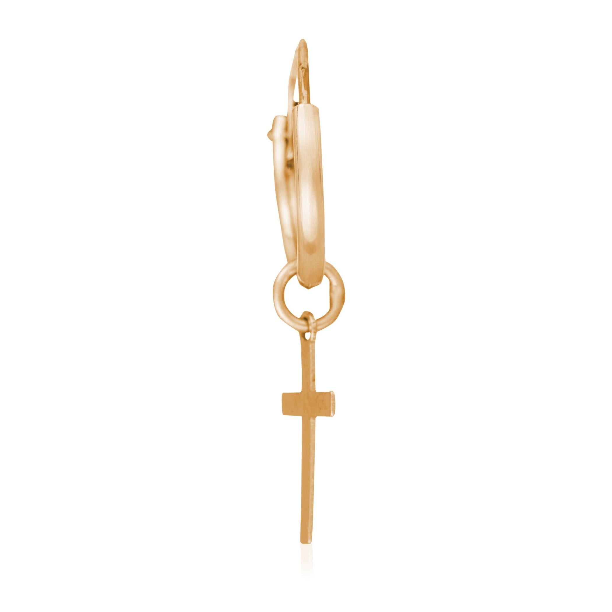 Boucles D'Oreilles "Croix Dorée" - Or Jaune 375/1000