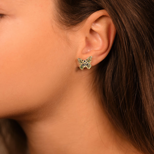 Boucles D'Oreilles "Papillon Amoureux" Or Jaune 375/1000