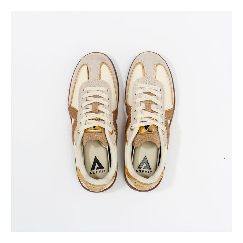 Sneakers Elite Classic Tan-Beige-Pony Hair-Gold