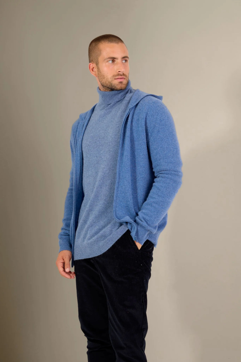 Gilet Zippé Capuche Eldo - Bleu Denim