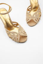 Zapatos De Tacón Electra Beige Oro - Blanco