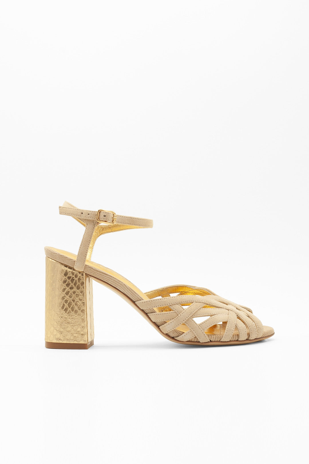 Zapatos De Tacón Electra Beige Oro - Blanco