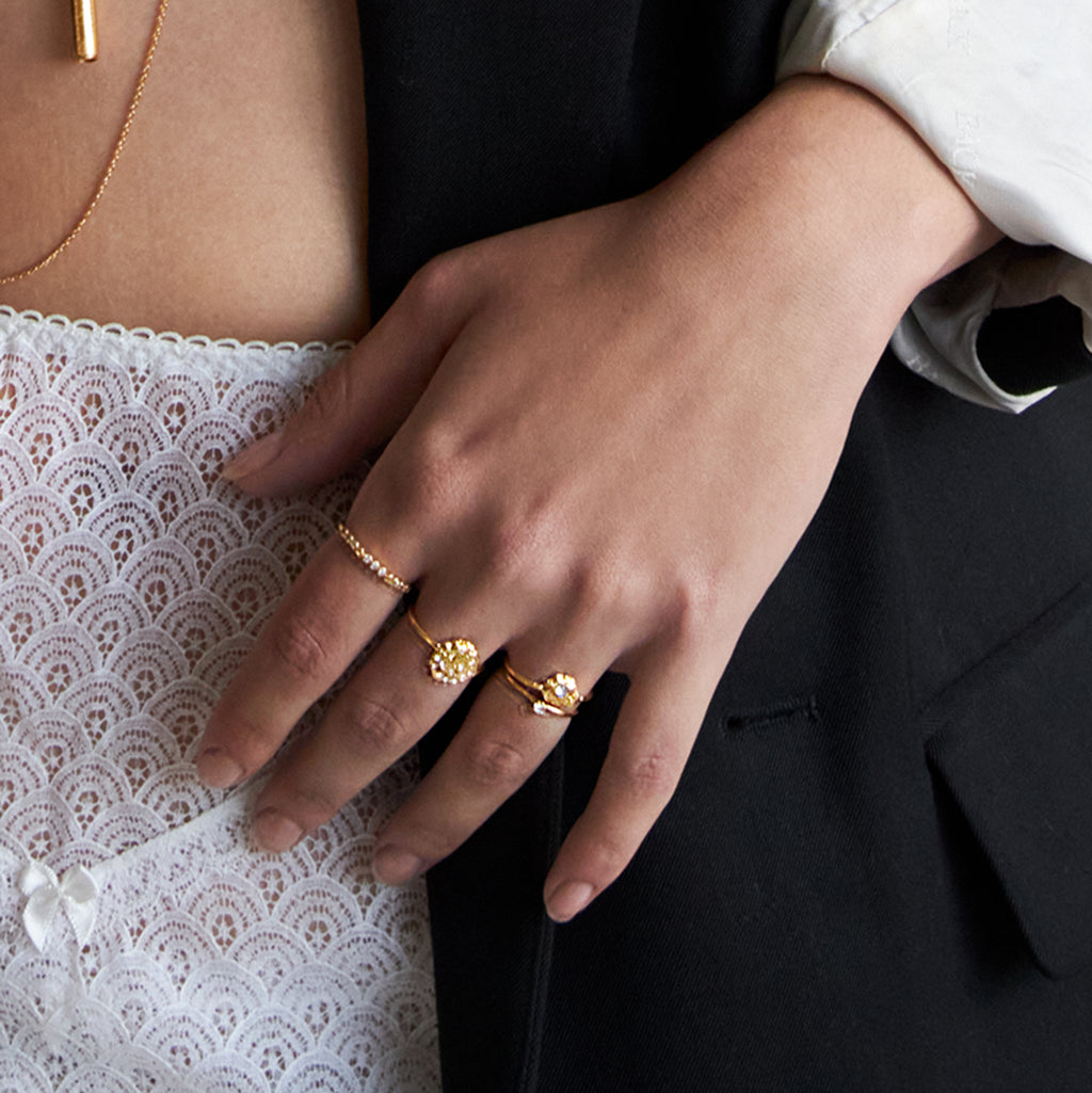 Eleven White Opal Ring