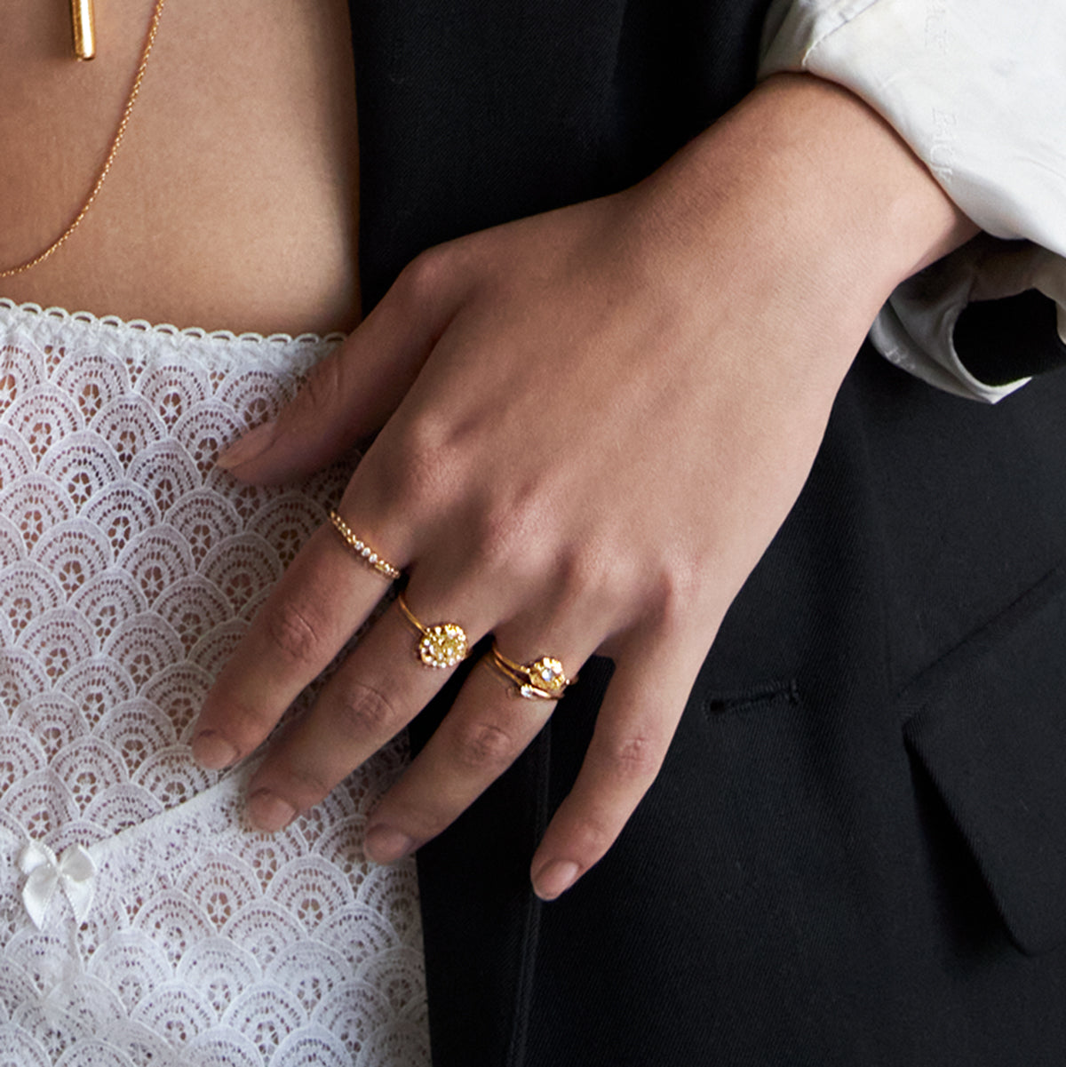 Eleven White Opal Ring