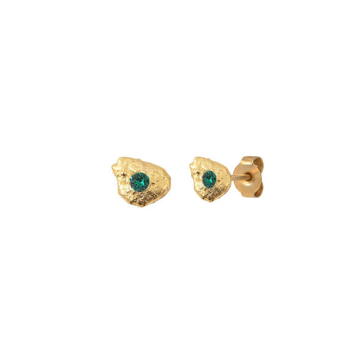 Boucles D'Oreilles Dorées Eleven Emerald