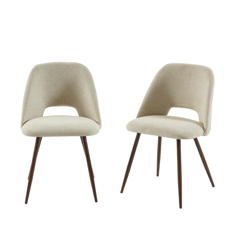 Elisabeth - Juego de 2 sillas - Tela y patas efecto roble - Beige