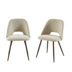 Elisabeth - Juego de 2 sillas - Tela y patas efecto roble - Beige