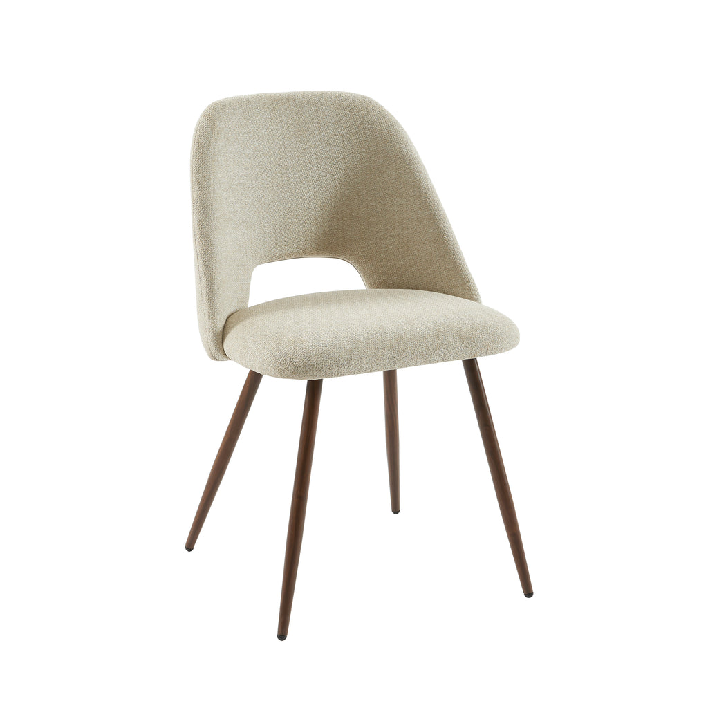 Elisabeth - Juego de 2 sillas - Tela y patas efecto roble - Beige