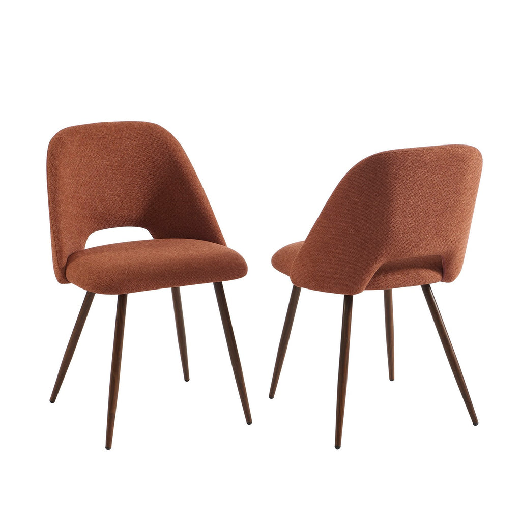 Elisabeth - Set di 2 sedie - Tessuto e gambe effetto noce - Terracotta