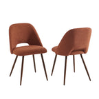 Elisabeth - Set di 2 sedie - Tessuto e gambe effetto noce - Terracotta