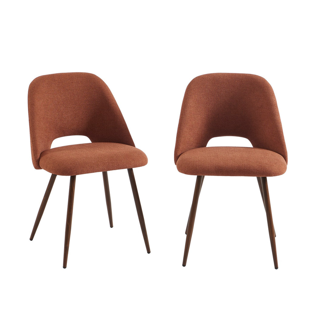Elisabeth - Set di 2 sedie - Tessuto e gambe effetto noce - Terracotta