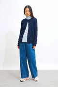 4-Ply Round-Neck Cardigan - Elise - Navy