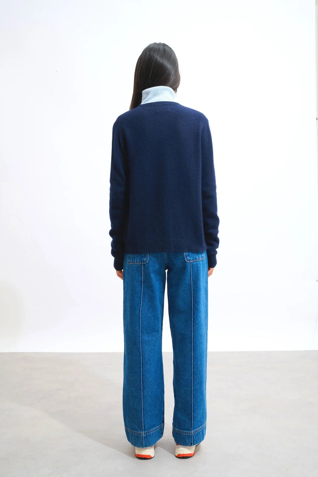 4-Ply Round-Neck Cardigan - Elise - Navy