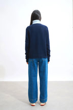 4-Ply Round-Neck Cardigan - Elise - Navy