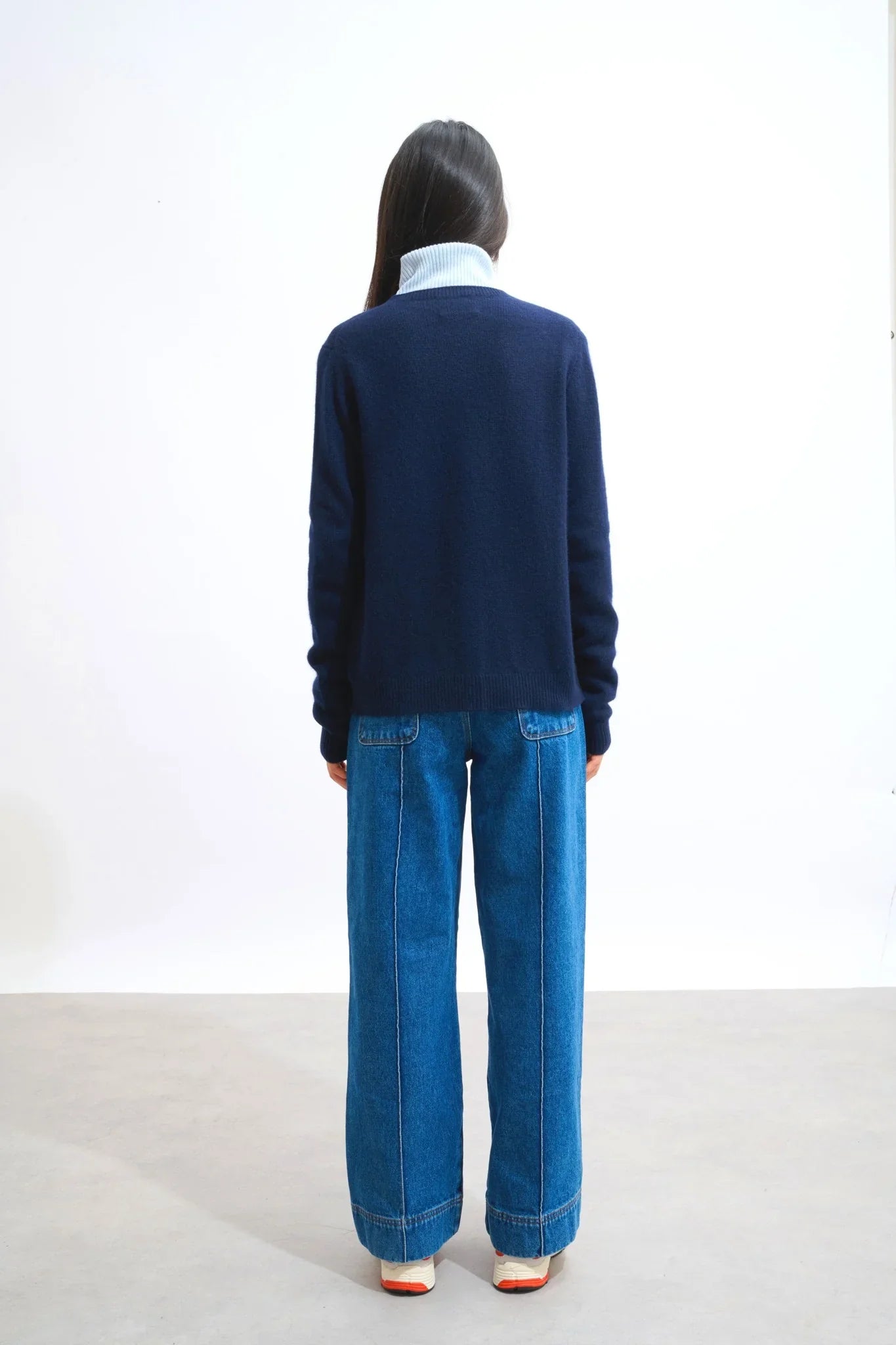 4-Ply Round-Neck Cardigan - Elise - Navy