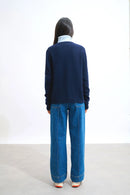 Cardigan Col Rond 4 Fils - Elise - Bleu