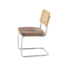 Lot De 2 Chaises - Ella - Cannage & Velours Côtelé - Taupe Clair Pieds Métal Chromé