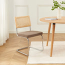 Lot De 2 Chaises - Ella - Cannage & Velours Côtelé - Taupe Clair Pieds Métal Chromé