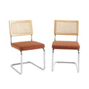 Lot De 2 Chaises - Ella - Velours Cotelé - Terracotta Cannage & Pieds Métal Chromé