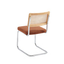 Lot De 2 Chaises - Ella - Velours Cotelé - Terracotta Cannage & Pieds Métal Chromé