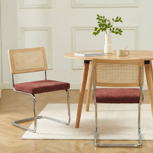 Ella - Lot De 2 Chaises - Tissu Bordeaux