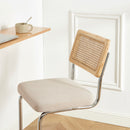 Lot De 2 Tabourets Mi-Hauts - Ella - Velours Côtelé - Beige Cannage