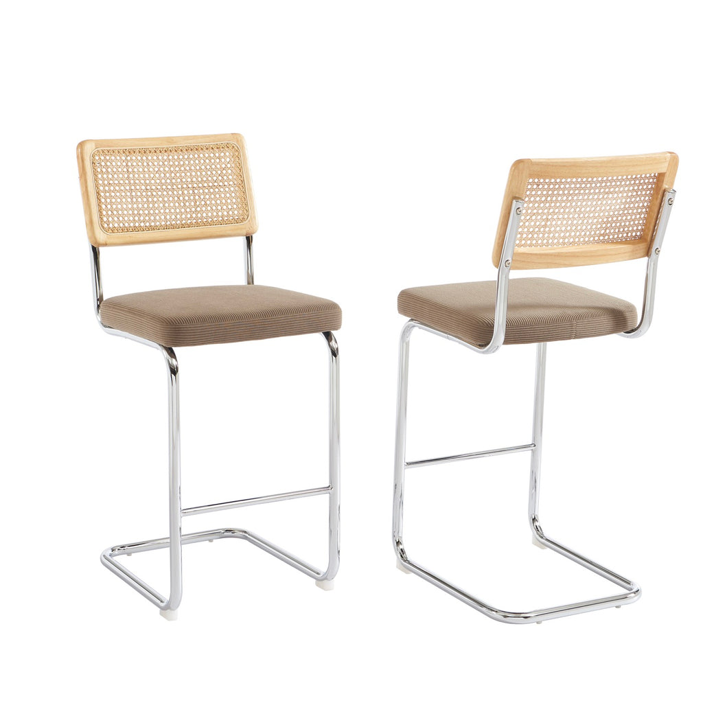 Ella - Pack de 2 taburetes de altura media - Pana gris topo
