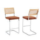 Lot De 2 Tabourets Mi-Hauts - Ella - Velours Côtelé - Terracotta Cannage