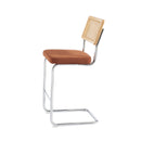 Lot De 2 Tabourets Mi-Hauts - Ella - Velours Côtelé - Terracotta Cannage