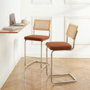 Lot De 2 Tabourets Mi-Hauts - Ella - Velours Côtelé - Terracotta Cannage