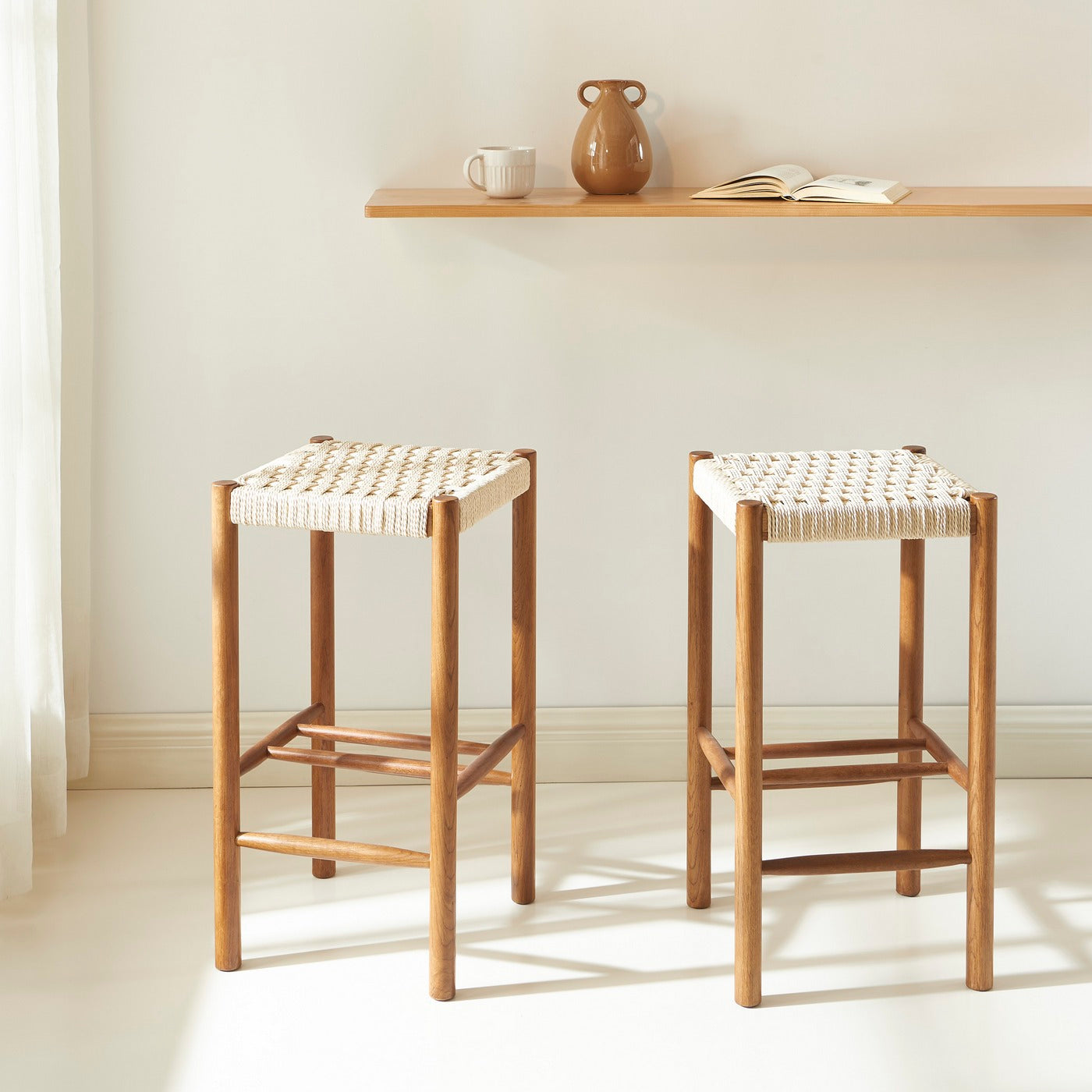 Ellio - Stools - Walnut and Rope