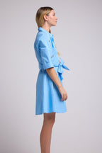 Vestido corto de manga media larga - Azul