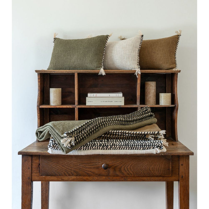 Coussin En Coton Flammé 25X40Cm