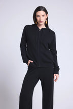 Kapuzen-Sweatshirt Mit Reißverschluss Elya – Schwarz – Damen – 100% Kaschmir