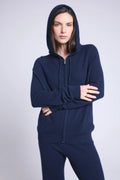 Sweat Zippe A Capuche Elya - Bleu Marine - Femme