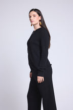 Kapuzen-Sweatshirt Mit Reißverschluss Elya – Schwarz – Damen – 100% Kaschmir