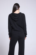 Kapuzen-Sweatshirt Mit Reißverschluss Elya – Schwarz – Damen – 100% Kaschmir
