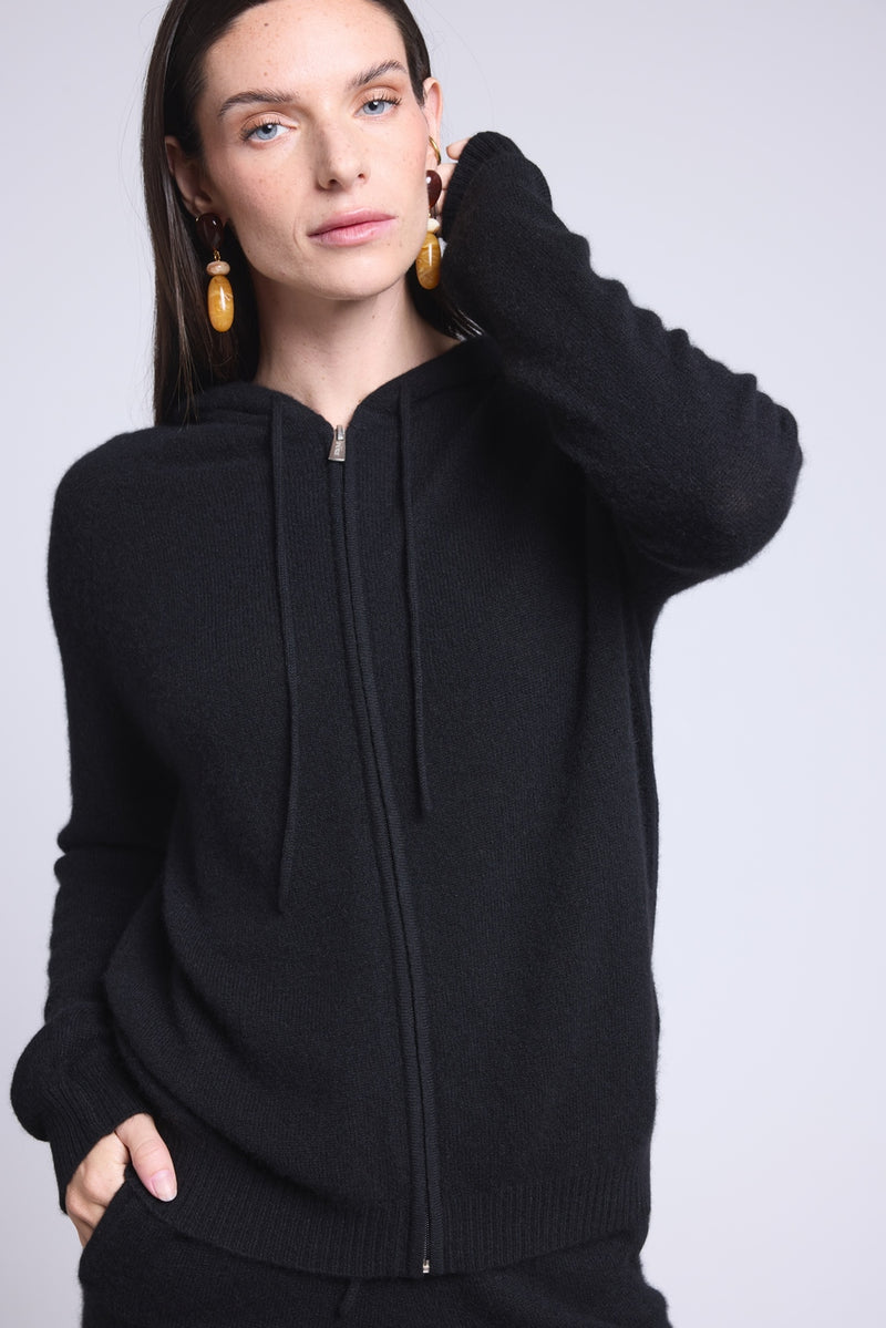 Sweat Zippe A Capuche Elya - Noir - Femme