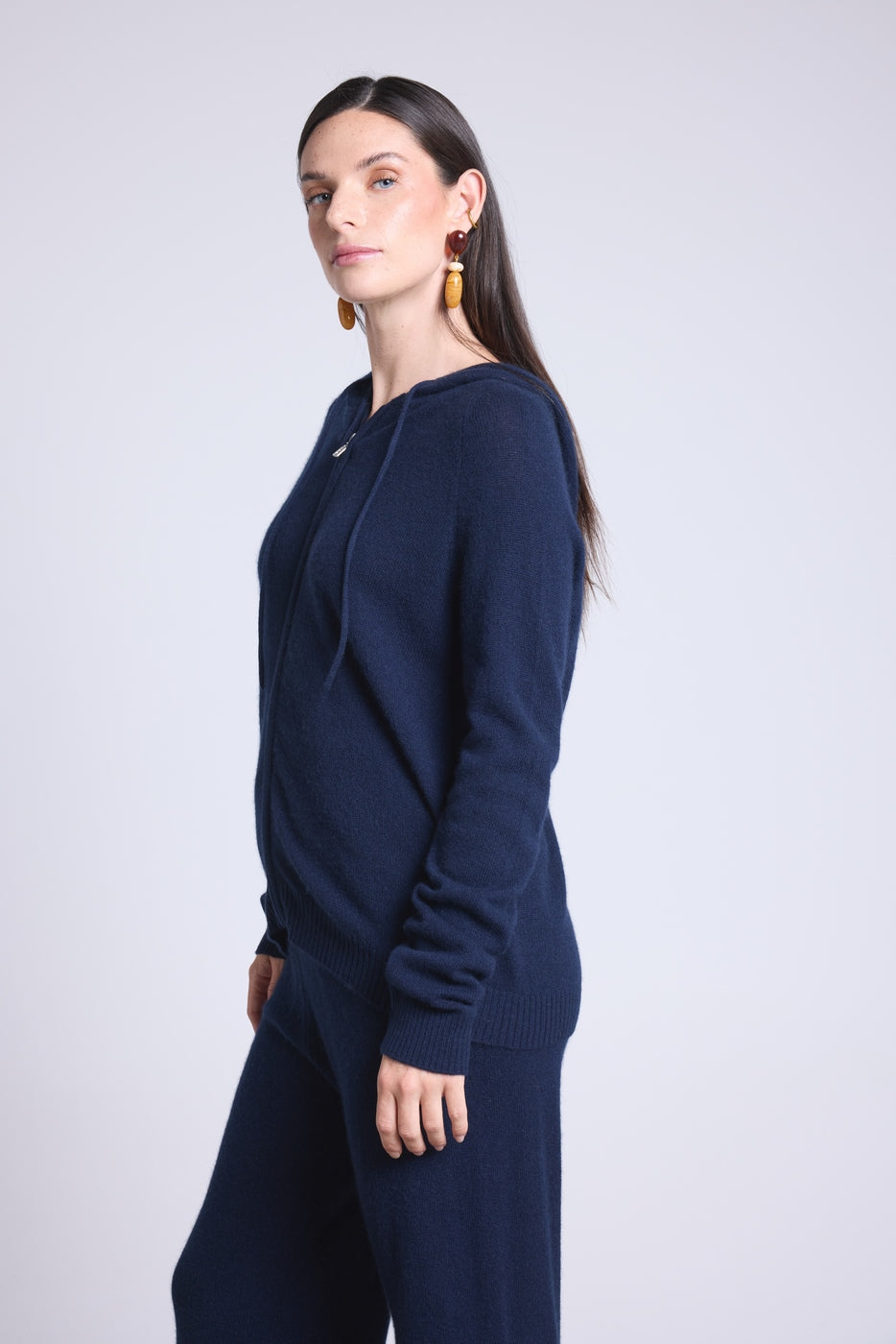 Sweat Zippe A Capuche Elya - Bleu Marine - Femme