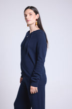 Sweat Zippe A Capuche Elya - Bleu Marine - Femme