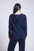 Sweat Zippe A Capuche Elya - Bleu Marine - Femme