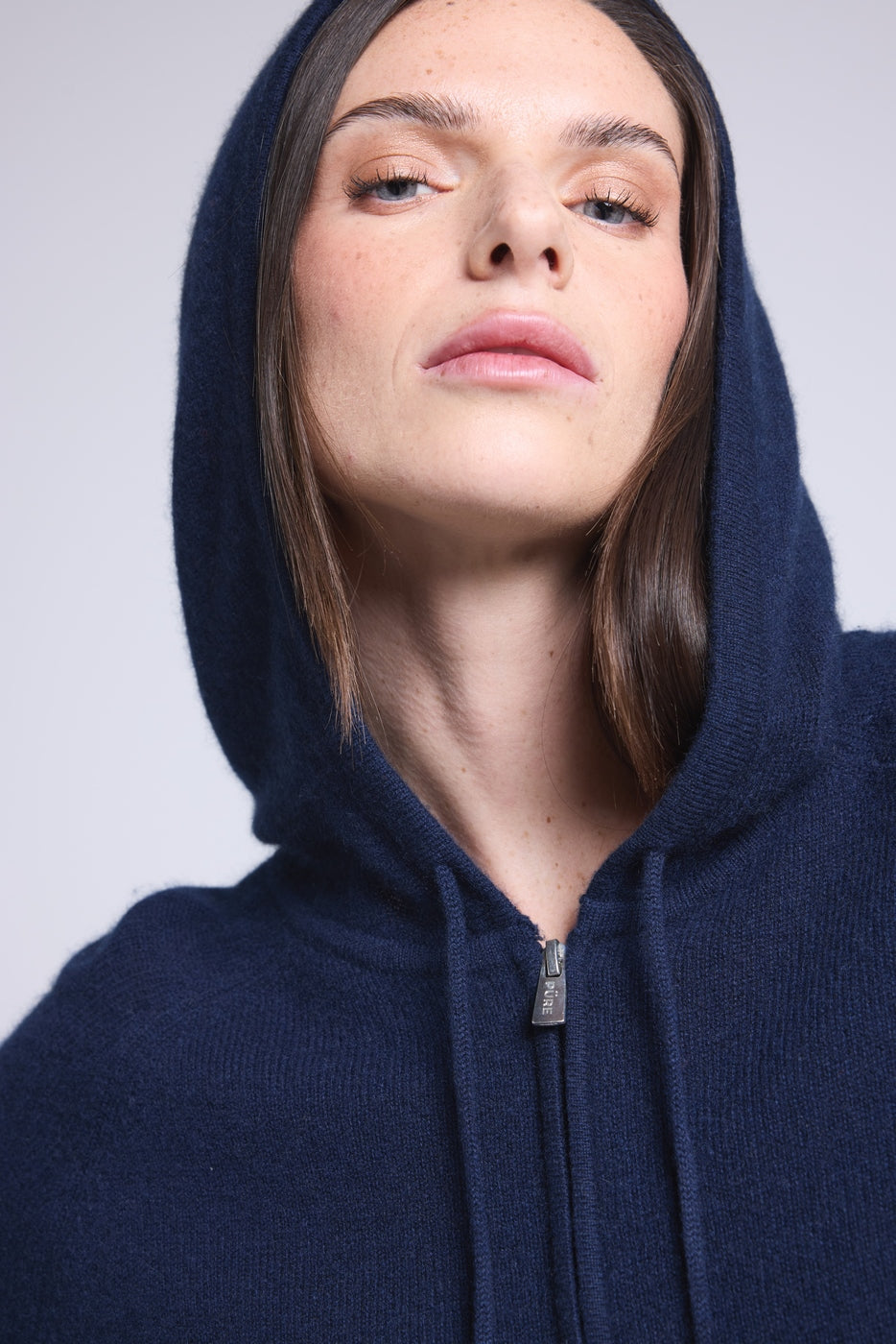 Sweat Zippe A Capuche Elya - Bleu Marine - Femme