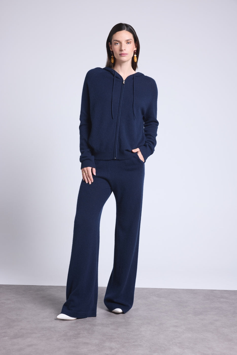Sweat Zippe A Capuche Elya - Bleu Marine - Femme