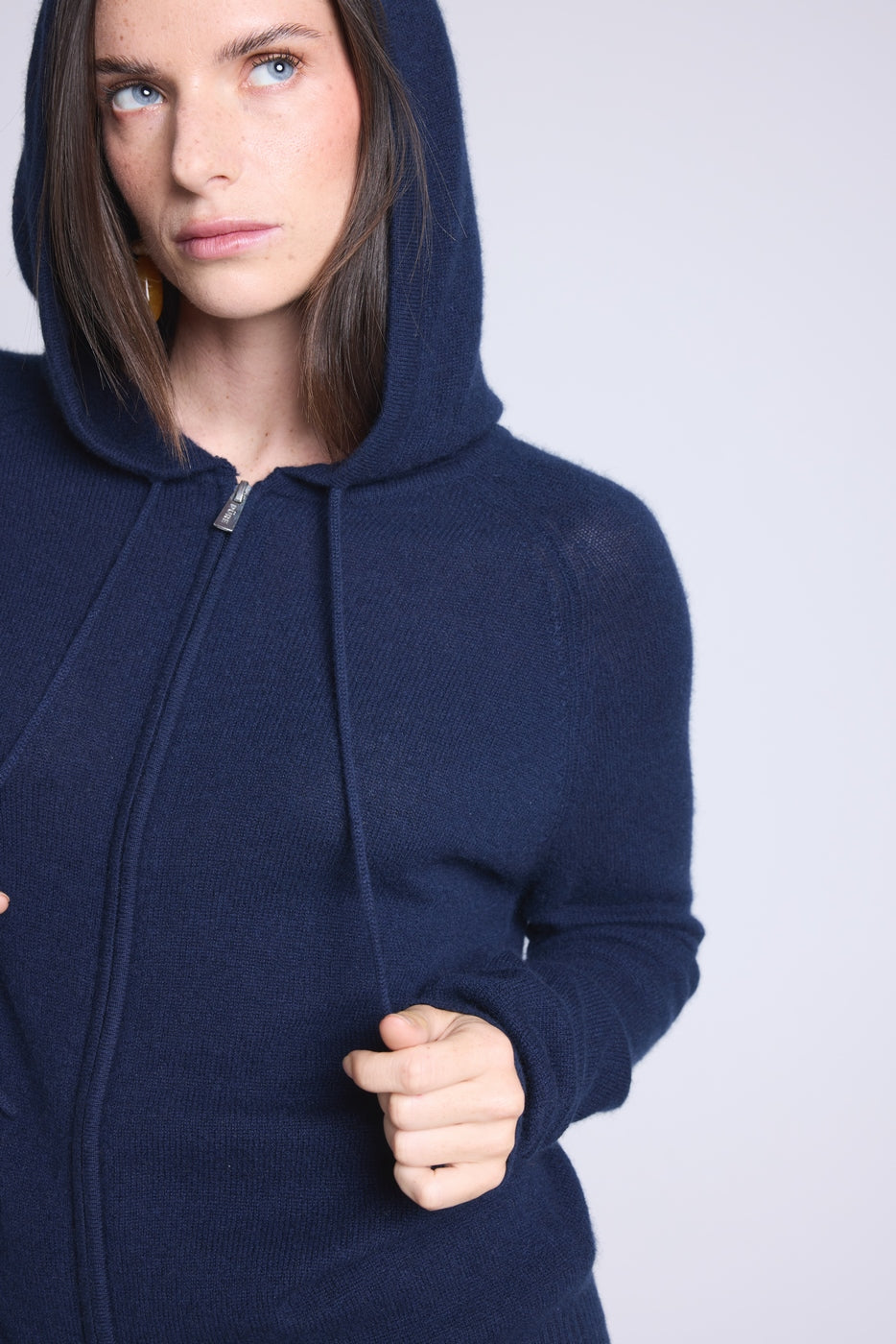 Sweat Zippe A Capuche Elya - Bleu Marine - Femme