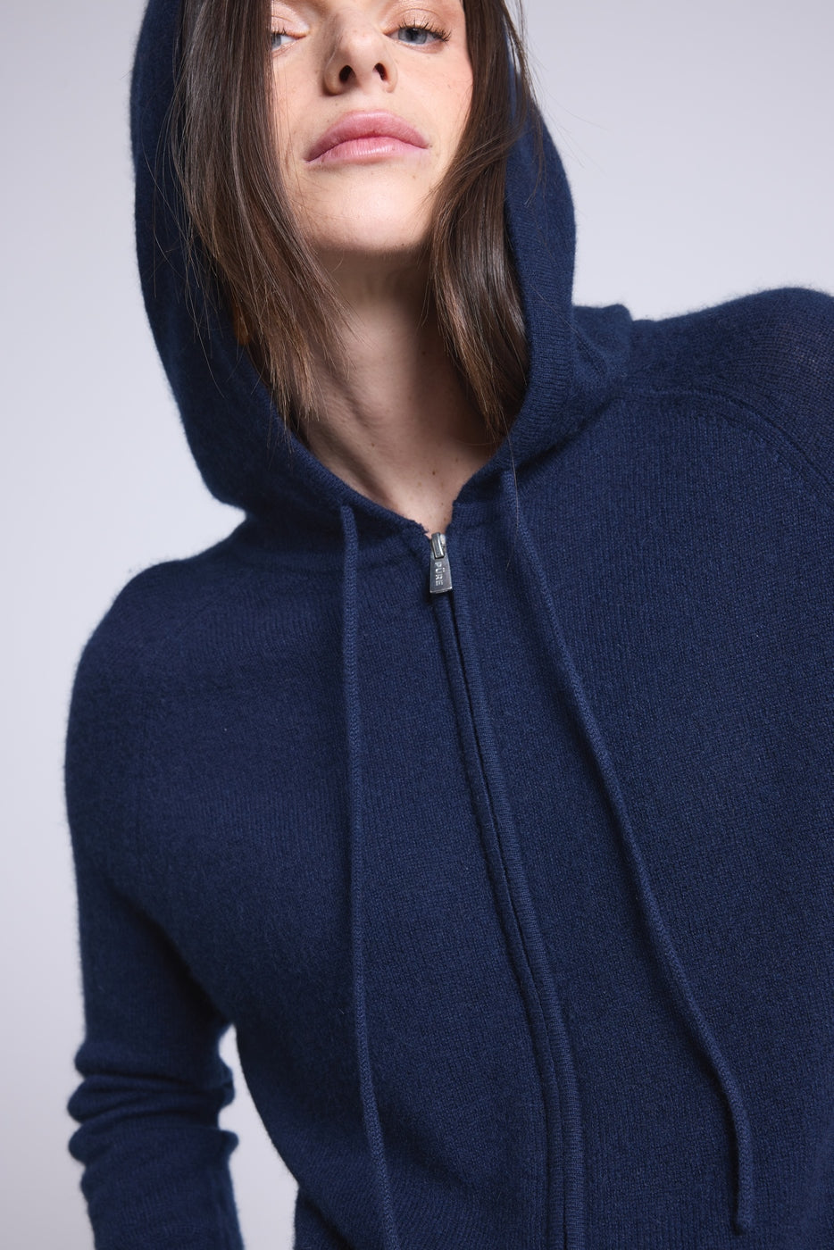 Sweat Zippe A Capuche Elya - Bleu Marine - Femme