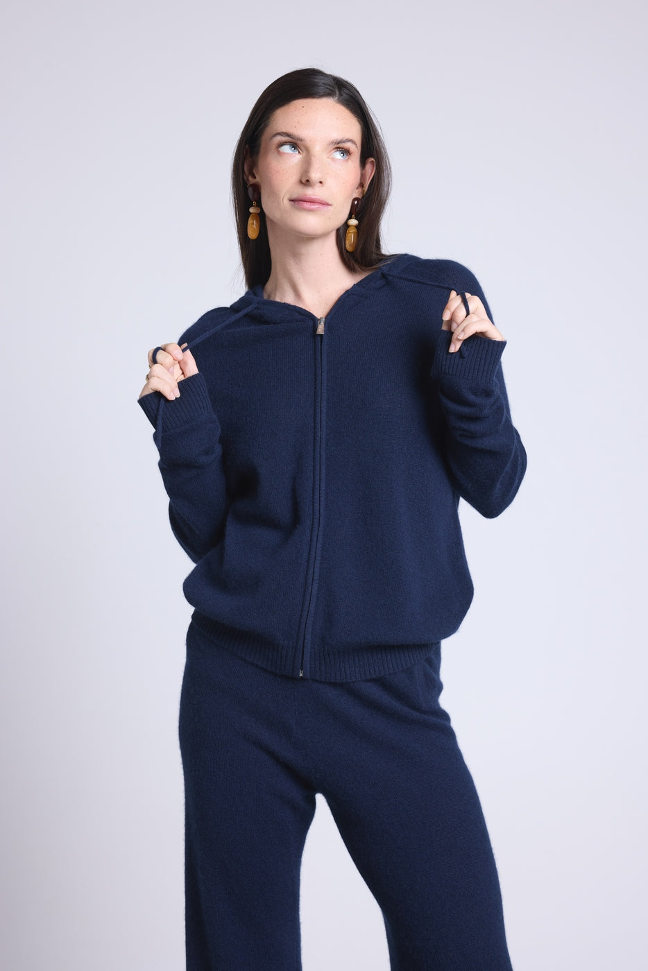 Sweat Zippe A Capuche Elya - Bleu Marine - Femme