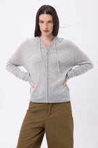 Sudadera con cremallera y capucha Elya - Gris claro - Mujer
