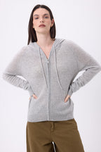 Sudadera con cremallera y capucha Elya - Gris claro - Mujer