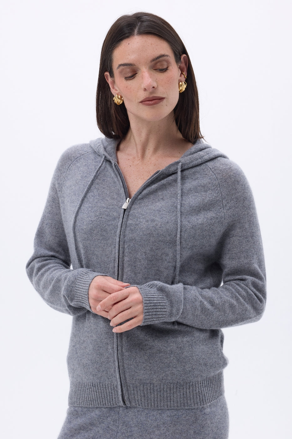 Elya Zip-Up Hoodie - Dark Grey - Women